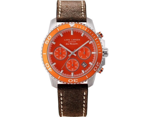 Lars Larsen Sea Navigator 134-Orange/Dark-Brown Mens Quartz Watch