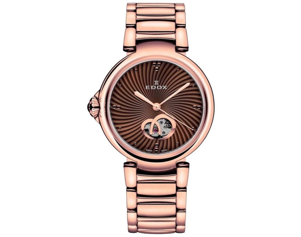 EDOX LaPassion Open Heart 85025-37RM-BRIR Montre Mécanique Femme